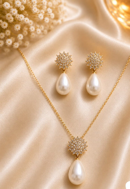 Ruby Radiance Pendant &amp; Earrings Set for Women