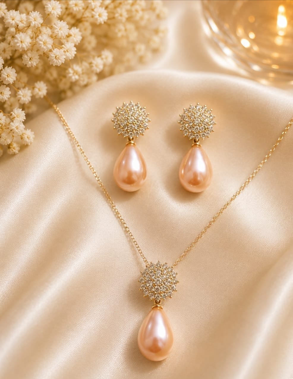 Ruby Radiance Pendant &amp; Earrings Set for Women