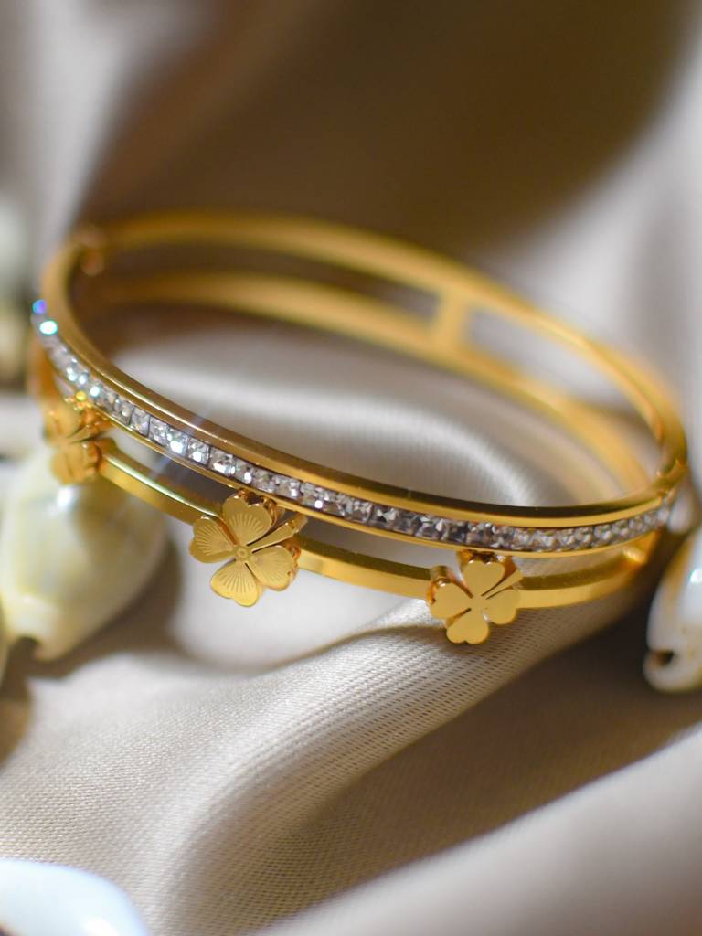 MeherZar Bloom Crystal Flower Bracelet for Women