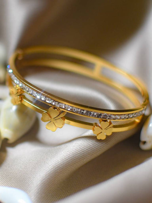 MeherZar Bloom Crystal Flower Bracelet for Women