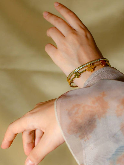 MeherZar Bloom Crystal Flower Bracelet for Women