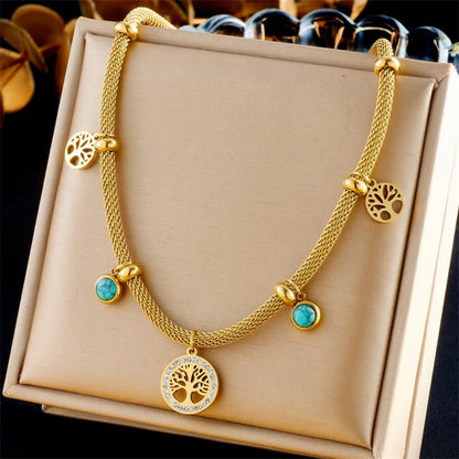 MeherZar Jewelry Premium Tree of Life Charm Necklace for Women
