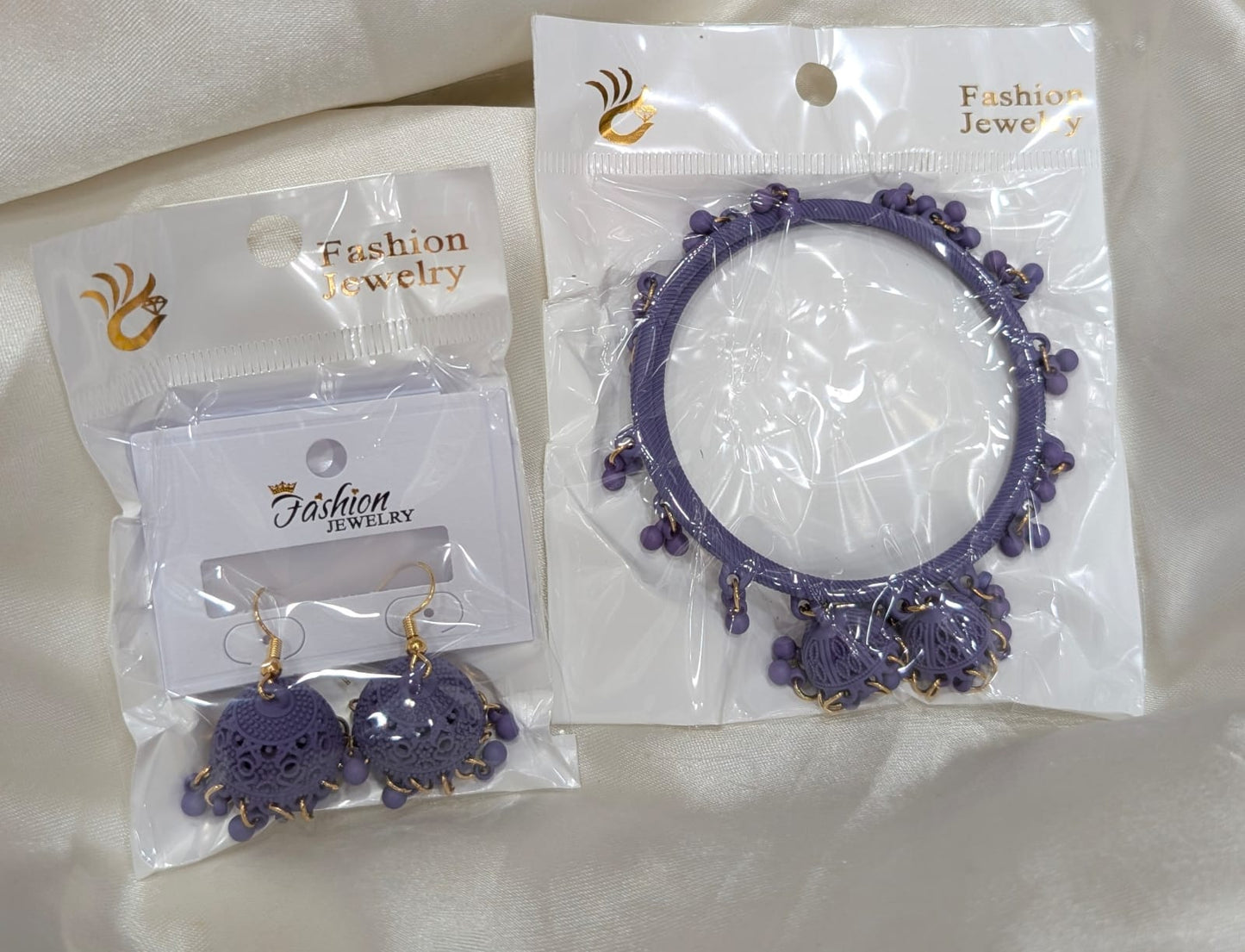 MeherZar Jewelry Classic Jhumki Earrings &amp; Traditional Hook Bangle Set