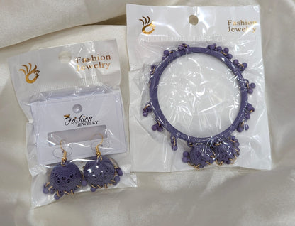 MeherZar Jewelry Classic Jhumki Earrings &amp; Traditional Hook Bangle Set