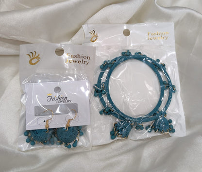 MeherZar Jewelry Classic Jhumki Earrings &amp; Traditional Hook Bangle Set