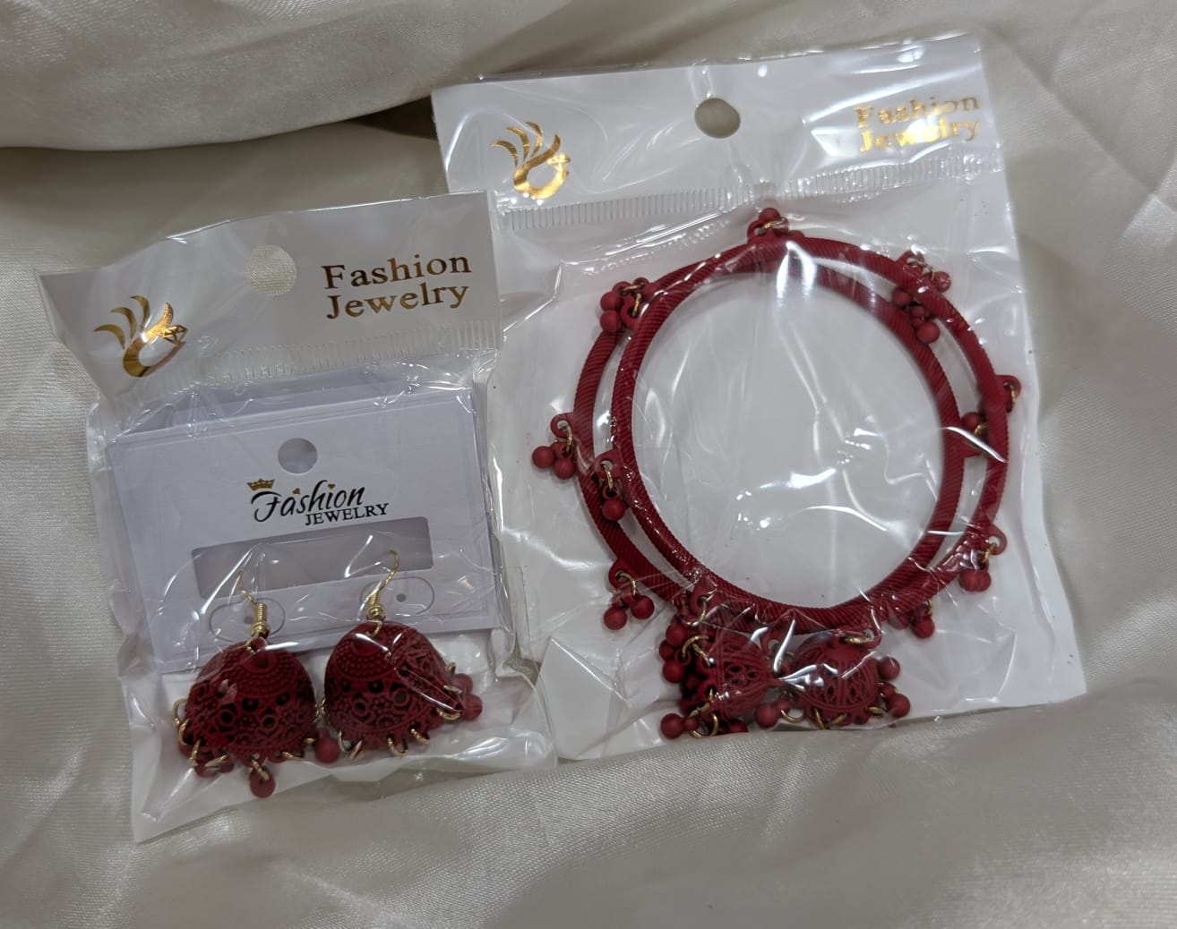 MeherZar Jewelry Classic Jhumki Earrings &amp; Traditional Hook Bangle Set