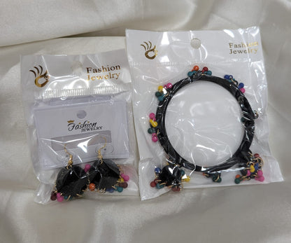 MeherZar Jewelry Classic Jhumki Earrings &amp; Traditional Hook Bangle Set