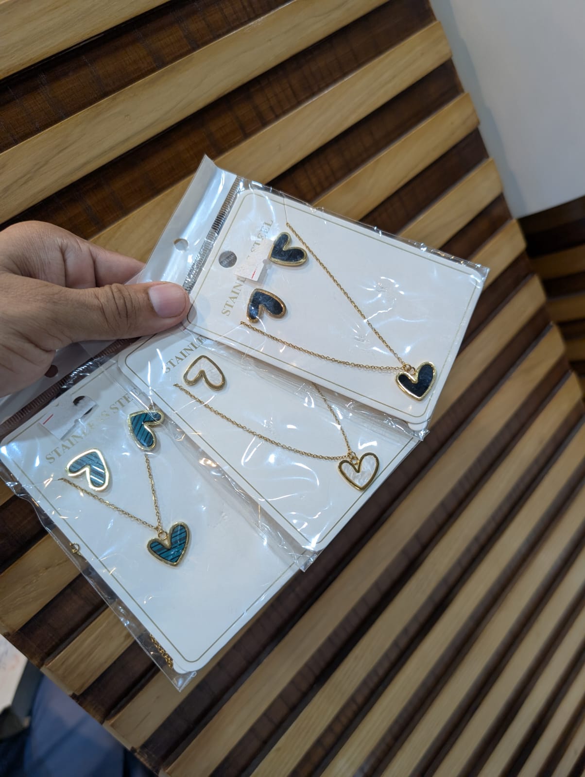 Golden Heart Locket &amp; Earrings Set for Women