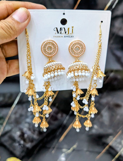 Royal Kashmiri Pearl Jhumka Earrings for Women