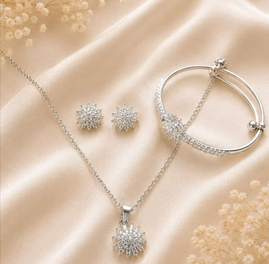 Golden Blossom Floral Jewelry Set for Women