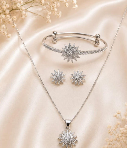 Golden Blossom Floral Jewelry Set for Women