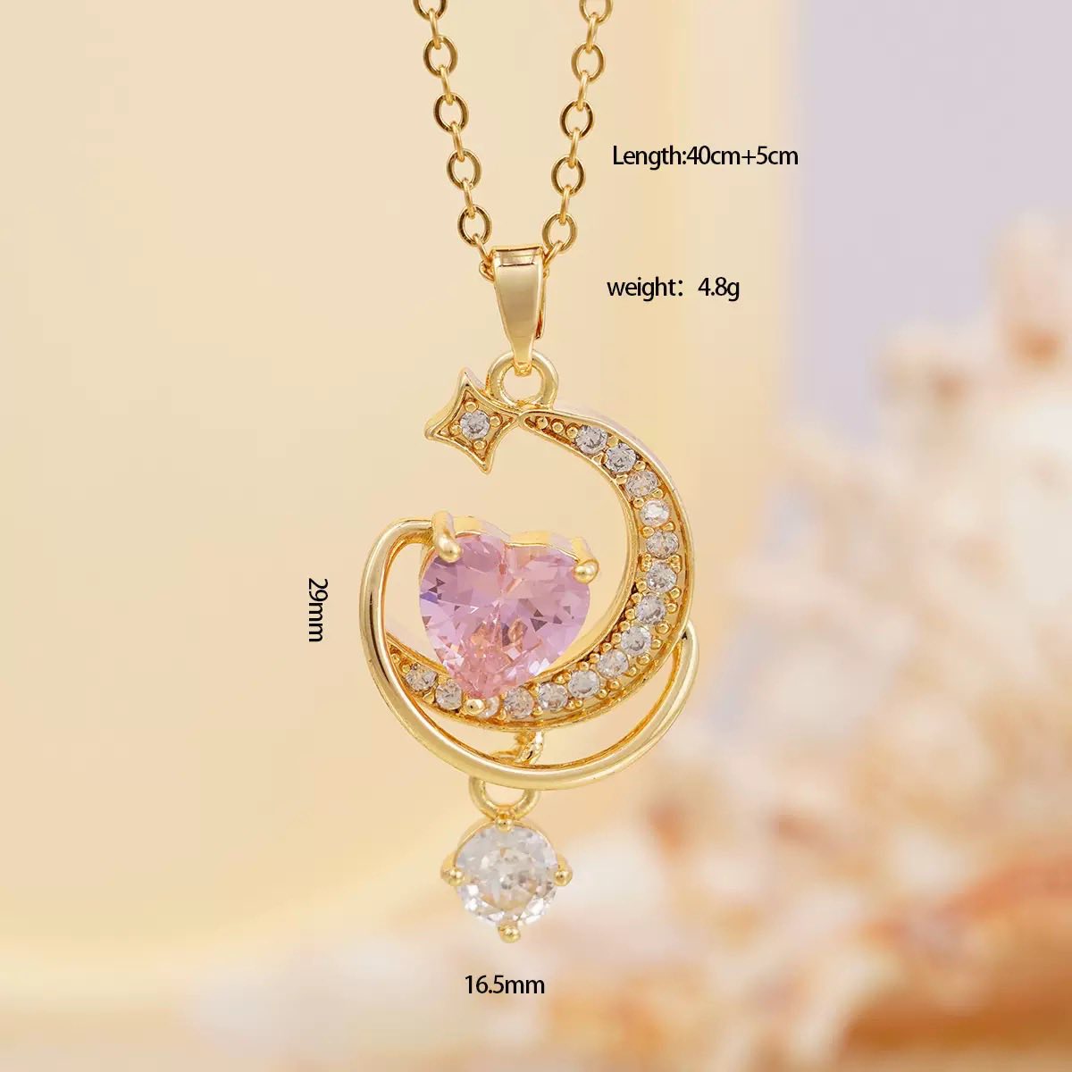 Celestial Heart Orbit Crystal Pendant Necklace for Women