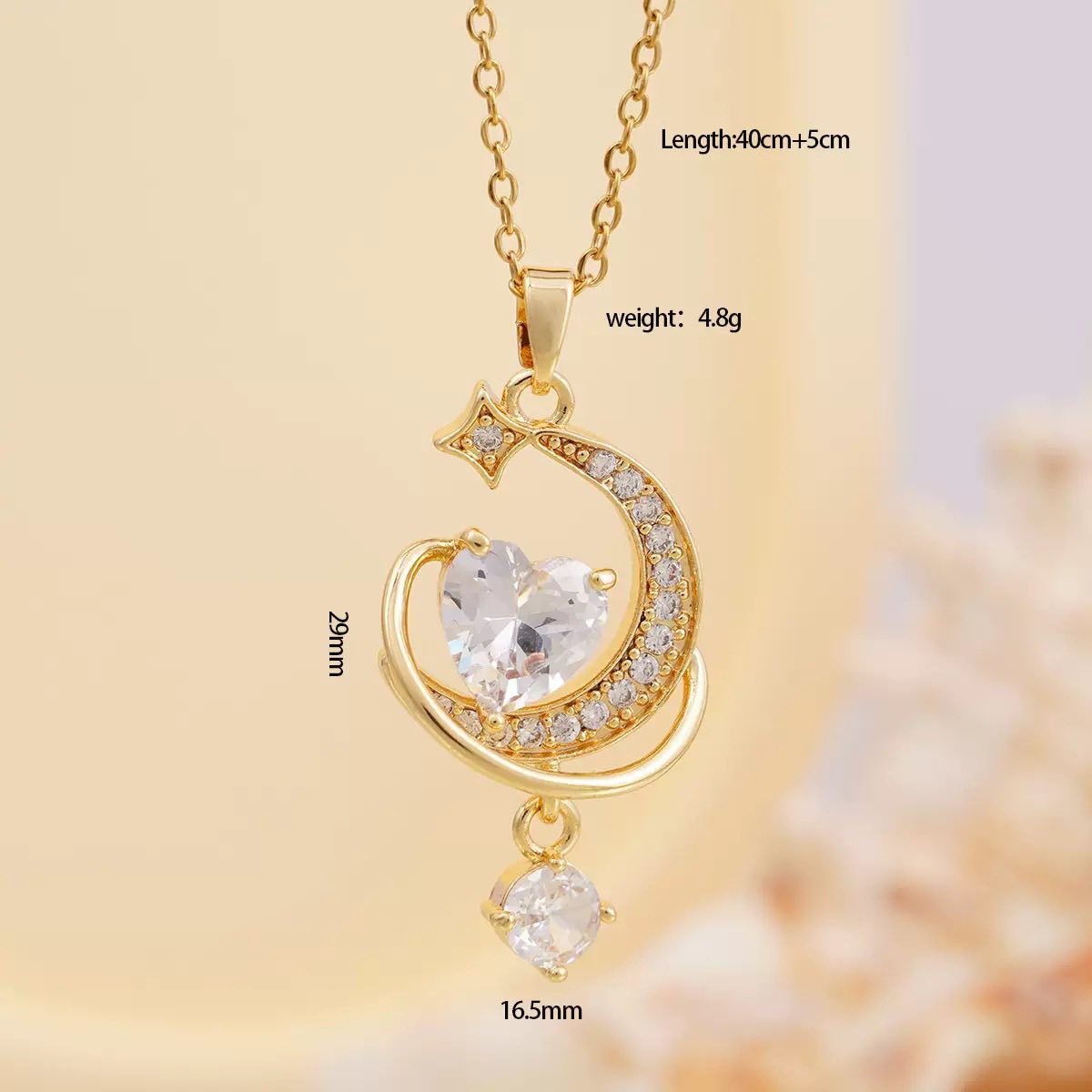 Celestial Heart Orbit Crystal Pendant Necklace for Women