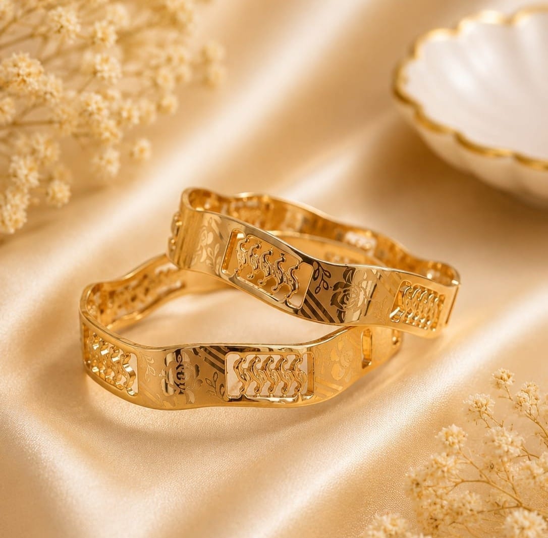 Aurielle Gold Plated 2 Piece Bangle Set for Women