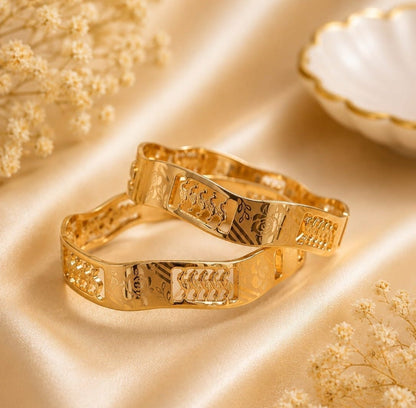Aurielle Gold Plated 2 Piece Bangle Set for Women