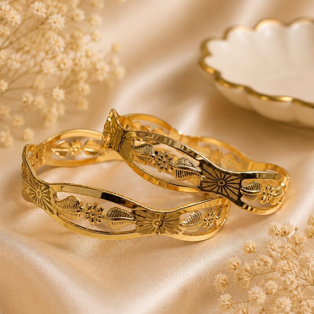 Aurielle Gold Plated 2 Piece Bangle Set for Women
