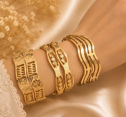 Aurielle Gold Plated 2 Piece Bangle Set for Women