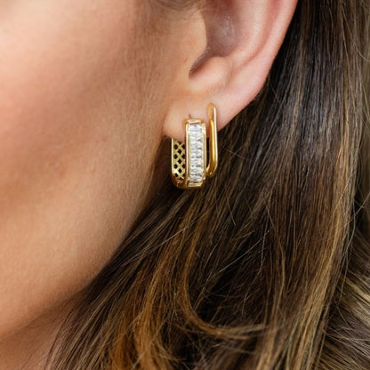 Celestia Baguette Crystal Hoop Earrings for Women