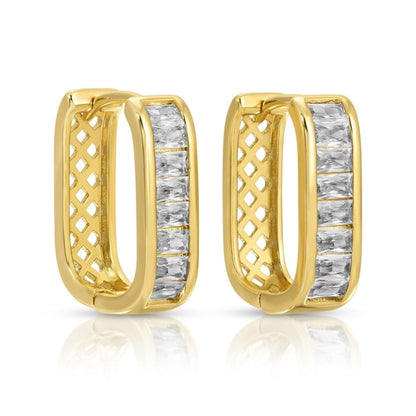 Celestia Baguette Crystal Hoop Earrings for Women