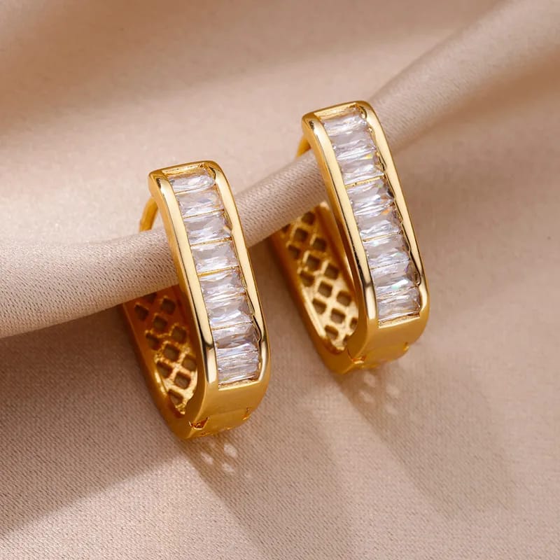 Celestia Baguette Crystal Hoop Earrings for Women