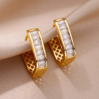 Celestia Baguette Crystal Hoop Earrings for Women