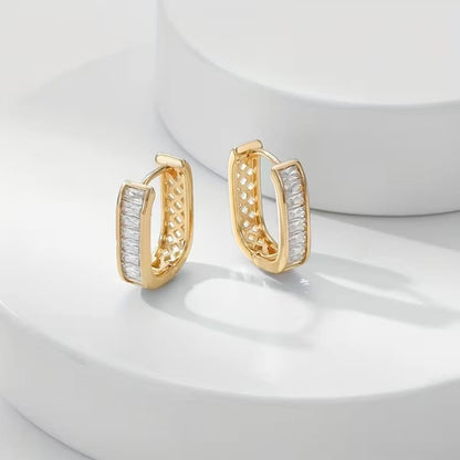 Celestia Baguette Crystal Hoop Earrings for Women