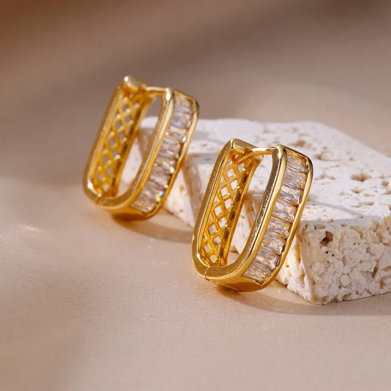 Celestia Baguette Crystal Hoop Earrings for Women