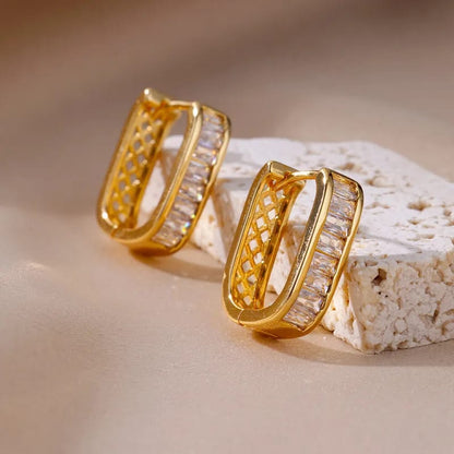 Celestia Baguette Crystal Hoop Earrings for Women