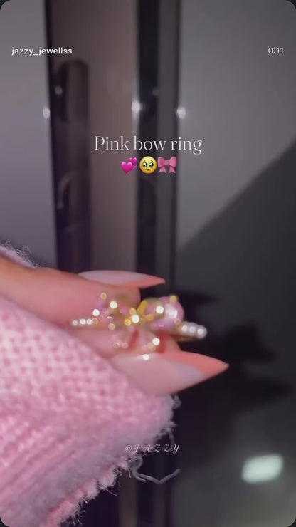 Blush Heart &amp; Bow Crystal Ring Set for Women – Dual Design Collection
