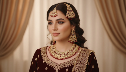Royal Baara Jhumer Bridal Set Red, Silver & Golden Edition | MeherZar Jewelry