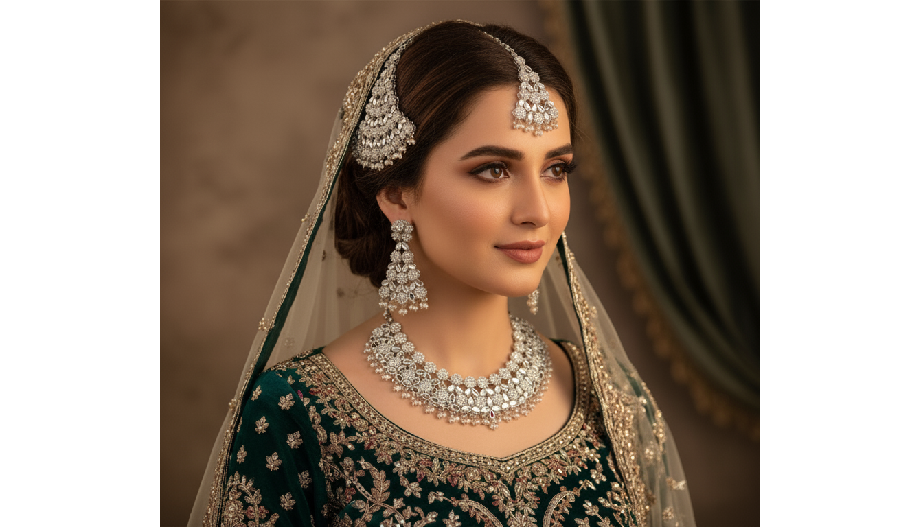 Royal Baara Jhumer Bridal Set Red, Silver & Golden Edition | MeherZar Jewelry